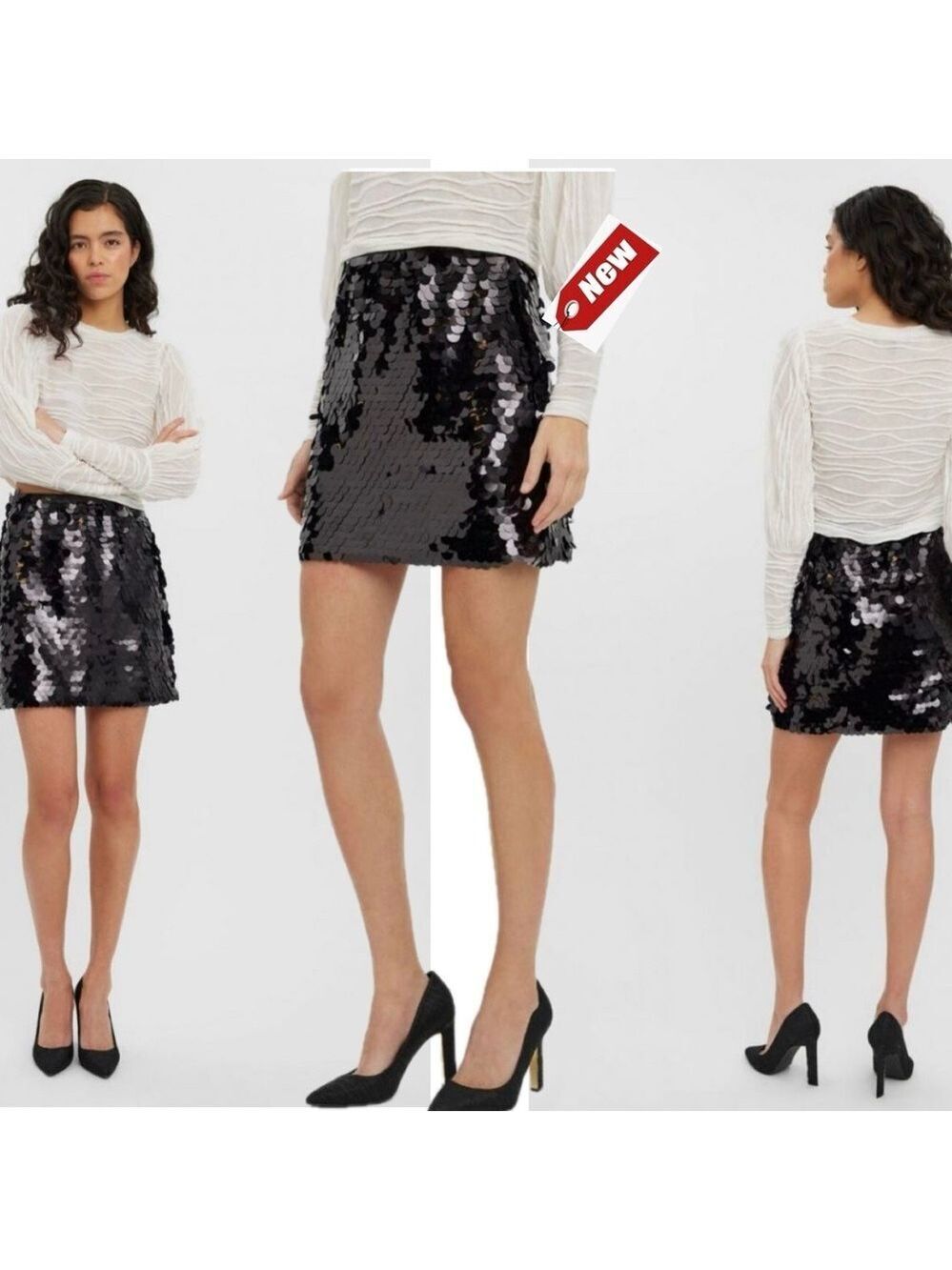 Rachel Zoe black circle sequin sparkly mini skirt festival belly dancer NWT